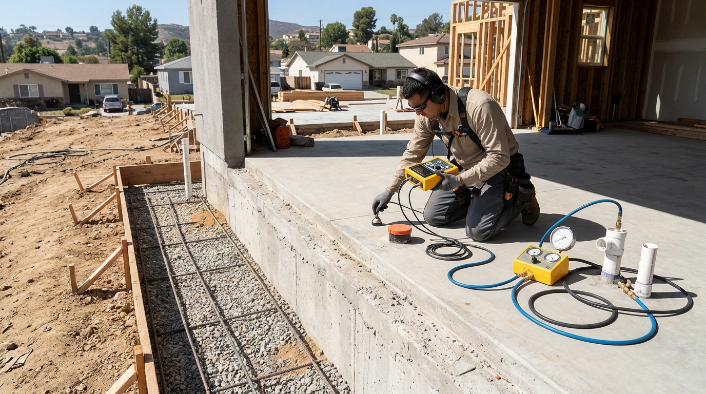 Under slab plumbing inspection and slab leak repair in Vacaville California